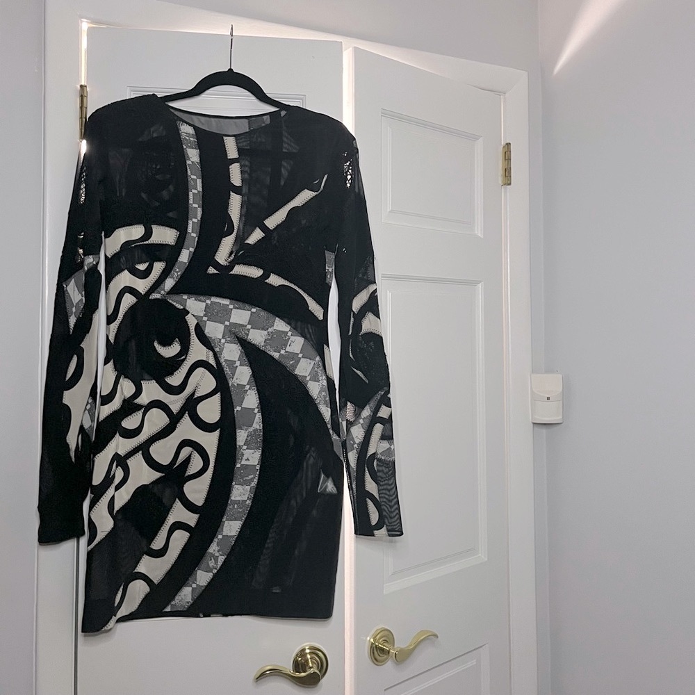🔥Emilio Pucci 2009 Runway Look 19 Silk & Mesh Abstract Dress - Picture 7 of 12